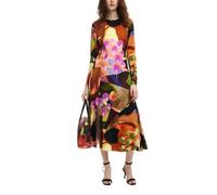 Desigual Vestido de Manga Larga para Mujer, marrón, L