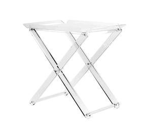 VESTA Mesa plegable Simply 2.0 - Bandeja extraíble - Transparente - H54,5 cm - Cristal acrílico - Fabricado en Italia