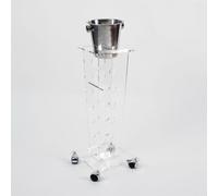 VESTA Portabotellas con ruedas Ice Tower - Capacidad para hasta 6 botellas - Cubo para champán integrado - Transparente - H95 cm - Cristal acrílico - Fabricado en Italia