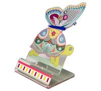 VESTA Soporte para teléfono móvil decorativo Happy Phone - Tortuga - H14,5 cm - Cristal acrílico - Made in Italy