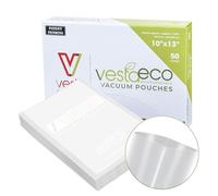 VestaEco Bolsas Vacio Alimentos, Bolsa Lisa Envasado al Vacio para Envasadoras de Campana | Biodegradable, para Sous Vide, Libre de BPA y Ftalatos, 25 x 33 cm, 50 unidades
