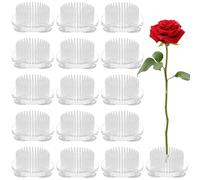 Vestamore 16 soportes redondos transparentes para flores de rana, herramientas de organización floral de plástico de 1.9 pulgadas con 3 ventosas, herramientas transparentes para arreglos florales
