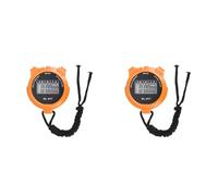 Vestamore 2 cronómetros de mano para correr, deportes digitales con memoria dividida de 1/100 segundos, pantalla grande, naranja, para entrenadores, árbitros, entrenamiento, fitness, cordón incluido