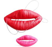 Vestamore 2 cubiertas de boca de salchicha de Halloween, labios rojos y rosados, accesorios de boca de payaso con cuerda transparente, accesorios de fotografía de vinilo grueso para fiestas, cosplay