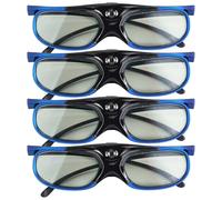 Vestamore 4 pares de gafas 3D activas, recargables, frecuencia de actualización de 144 Hz, amplio ángulo de visión para proyectores Dlp-Link, Xgimi, Jmgo, marco azul