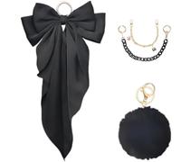 Vestamore Kit de decoración de 3 piezas para bolsa compatible con Bogg y Tote compatible con YETI Camino, lazo decorativo negro, dije de pompón y cadena de doble capa para bolsa de playa personalizada