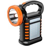 Vestamore Linterna LED recargable de trabajo, solar y carga USB, foco de haz largo de 875 yardas, linterna lateral de mazorca, luz de emergencia portátil para camping, senderismo, patrulla
