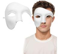 Vestamore Máscara de media cara, fantasma de la ópera, accesorio de bola veneciana con cintas, pieza de disfraz ligera para fiesta de Halloween