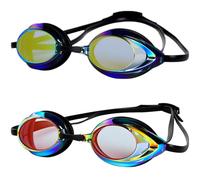 Vestamore Paquete de 2 gafas de natación para adultos, hombres y mujeres, lentes antirreflejos espejados, diseño profesional antivaho y baja resistencia, 3 puentes nasales intercambiables, para