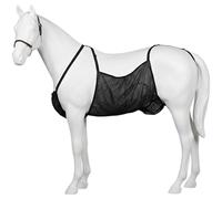 Vestamore Protector de vientre de malla de poliéster transpirable con múltiples correas, protege de picaduras de insectos, accesorio ecuestre, color negro