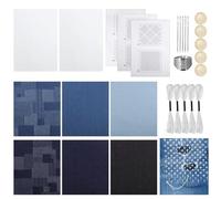 Vestamore Sashiko Kit para principiantes, plantillas de transferencia de bordado para manualidades en casa, juego de hilo y agujas solubles en agua, kit de plantillas de tela