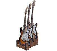 Vestamore Soporte de madera para guitarra múltiple, soporte de madera contrachapada que ahorra espacio para 3 bajos, acústicas, guitarras eléctricas, estante de almacenamiento de suelo, 33 x 22 x 11,5