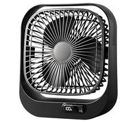 Vestamore Ventilador de escritorio portátil ajustable de 360°, silencioso ventilador recargable por USB con pantalla digital, mini ventilador de mesa de 3 velocidades con oscilación, carga tipo C