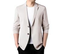 Veste de Costume d'été légère pour Hommes, décontractée, Extensible, Slim Fit, Manteaux de Sport à boutons, Printemps été (Brown, XXXXL)