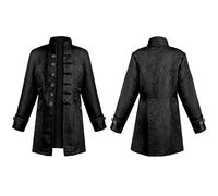 Veste Steampunk Enfant avec Queue de Pie, Costume Gothique Médiéval pour Garçons et Filles, Tenue de Cosplay Halloween pour École et Fêtes, Tissu Velours et Broderie Vintage (Black, 12-14 Years)