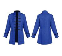 Veste Steampunk Enfant avec Queue de Pie, Costume Gothique Médiéval pour Garçons et Filles, Tenue de Cosplay Halloween pour École et Fêtes, Tissu Velours et Broderie Vintage (Blue, 6-7 Years)