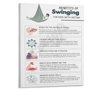 Vestibular Input Poster Swinging Activities for Sensory Seeking Kids Canvas Wall Art for Classroom Calm Corner Decor Occupational Therapy Ideas(Framed,16x24inch(40x60cm))