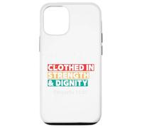 Vestida de fuerza y dignidad - Proverbios 31:25 Diseño retro Carcasa para iPhone 12/12 Pro