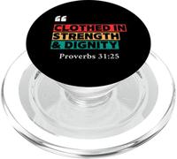 Vestida de fuerza y dignidad - Proverbios 31:25 Diseño retro PopSockets PopGrip para MagSafe
