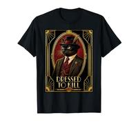 Vestida para Matar al Gato Negro Art Deco Camiseta