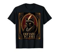 Vestida para Matar al Gato Negro Art Deco Camiseta