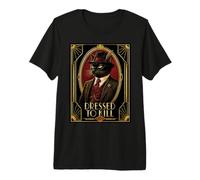 Vestida para Matar al Gato Negro Art Deco Camiseta Premium