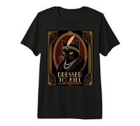 Vestida para Matar al Gato Negro Art Deco Camiseta Premium