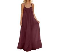 Vestido 2026 para mujer, casual, sin mangas, espalda abierta, vestido largo, ajuste holgado, bata para el hogar, vestido de noche, Vino, S