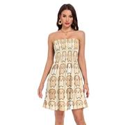 Vestido acampanado de cintura alta, dobladillo con vuelo, estampado a juego, fácil cuidado, lavable, 95% poliéster, 5% elastano, traje de ocio en casa, talla S, Collage de cachorros, M