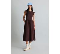 Vestido acampanado de jersey con volantes Burnt Aubergine XXS