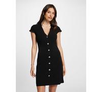 Vestido ajustado corto de manga corta Mujer Talla S. Color Negro