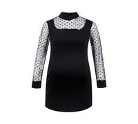 Vestido ajustado de maternidad para sesión de fotos de baby shower, vestido de embarazo de manga larga con malla superpuesta de lunares, elegante vestido de maternidad ajustado negro, manga