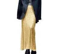 Vestido Ajustado Parte Superior Ancho Slim Falda de Lentejuelas Mujer Elástica Cintura Recta Falda S Mujer, amarillo, S