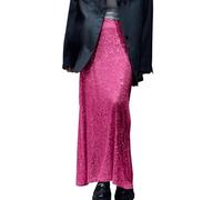 Vestido Ajustado Parte Superior Ancho Slim Falda de Lentejuelas Mujer Elástica Cintura Recta Falda S Mujer, Rosa intenso., S