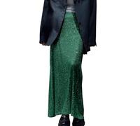 Vestido Ajustado Parte Superior Ancho Slim Falda de Lentejuelas Mujer Elástica Cintura Recta Falda S Mujer, verde, S