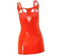 Vestido Ajustado Sin Mangas De Goma De Látex Para Mujer Con Recortes En El Busto,Negro,Grande