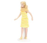 Vestido Amarillo, Casa de Muñecas de Pelo Rubio, Modelo de Juguete con Cabeza de Cerámica, Relación 1:12 para Niñas, 6,22 X 1,97 Pulgadas, Exhibición de Casa de Muñecas