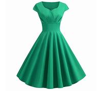 Vestido Año 60 Pin-Up Mujer Sexy Cuello en V con Manga Retro Vestido Estilo 1950's Audrey Hepburn Pin-Up Rockabilly Polka Elegante Trapecio Vintage Vestidos Swing Fiesta Ceremonia Vestidos Mediados