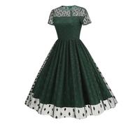 Vestido Año 60 Pin-Up Mujer Sexy Cuello en V con Manga Retro Vestido Estilo 1950's Audrey Hepburn Pin-Up Rockabilly Elegante Polka Trapecio Vintage Vestidos Swing Fiesta Ceremonia Vestidos Mediados