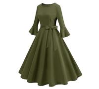 Vestido Año 60 Pin-Up Mujer Sexy Cuello en V con Manga Retro Vestido Estilo 1950's Audrey Hepburn Pin-Up Rockabilly Elegante Polka Trapecio Vintage Vestidos Swing Fiesta Ceremonia Vestidos Mediados