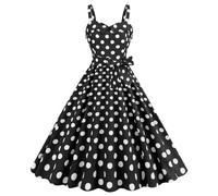 Vestido año 60 pin-up mujer sexy cuello en V sin mangas retro vestido estilo 1950's Audrey Hepburn Pin-Up Rockabilly Elegante Polka Dot Trapecio Vintage Vestidos Swing De Fiesta Ceremonia Media Largo