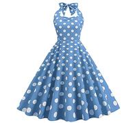 Vestido Año 60 Pin-Up Mujer Sexy Cuello en V sin Mangas Retro Vestido Estilo 1950's Audrey Hepburn Pin-Up Rockabilly Elegante Polka Dot Trapecio Vintage Vestidos Swing Fiesta Ceremonia Vestidos
