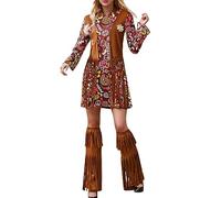 Vestido año 70 mujer manga acampanada traje hippie para impresión vintage corto estilo disco Halloween disfrazarse carnaval celebración victoriana gótica retro vestidos casuales chic conjunto