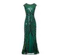 Vestido años 20, Vintage Flapper 1920 Traje Gatsby para Mujer con Lentejuelas y Flecos para Baile Cóctel 1920s Vestido de Noche con Lentejuelas 20 Ideal para Cóctel, Carnaval, verde, M