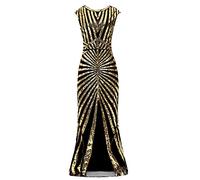 Vestido años 20, Vintage Flapper 1920 Traje Gatsby para Mujer con Lentejuelas y Flecos para Baile Cóctel 1920s Vestido de Noche con Lentejuelas 20 Ideal para Cóctel, Carnaval, dorado, M