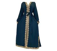 Vestido árabe para mujer, abierto Abaya, estilo musulmán, moderno, bordado, estilo turco, informal, vestido largo islámico para mujer, azul marino, rojo, para caftanes del Reino Unido, Jn, Small