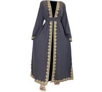 Vestido árabe para mujer, abierto Abaya, estilo musulmán, moderno, bordado, estilo turco, informal, vestido largo islámico para mujer, azul marino, rojo, para caftanes del Reino Unido, gris, M