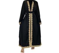 Vestido árabe para mujer, abierto Abaya, estilo musulmán, moderno, bordado, estilo turco, informal, vestido largo islámico para mujer, azul marino, rojo, para caftanes del Reino Unido, Negro, X-Large