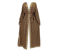 Vestido árabe para mujer, abierto Abaya, estilo musulmán, moderno, bordado, estilo turco, informal, vestido largo islámico para mujer, azul marino, rojo, para caftanes del Reino Unido, marrón, X-Large