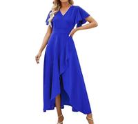 Vestido atlético para mujer, vestidos largos formales para mujer, vestido de noche, vestido de noche, elegante, cuello en V, vestido envolvente para invitados de boda, vestidos largos para mujer, azul